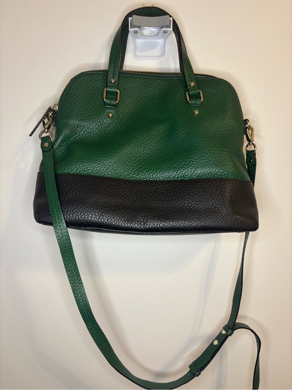 Kate spade Grove Court Satchel Green and Black Pebbled Leather Dome - Picture 5 of 9